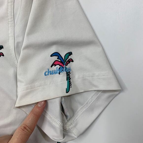 Chubbies Polo Shirt Mens M Medium Off White Palm Tree AOP Performance Golf *READ - Picture 7 of 13
